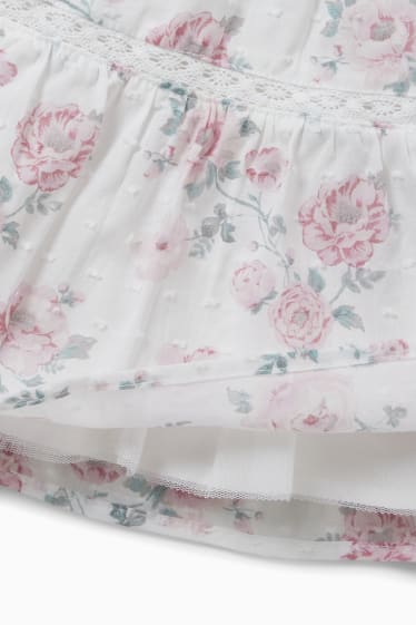 Baby: meisjes - Babyjurkje - gebloemd - wit