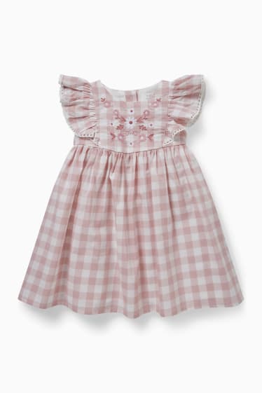 Miminka - Šaty pro miminka - kostkované - růžová
