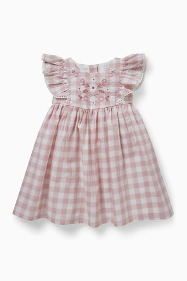 Baby: meisjes - Babyjurkje - geruit - roze
