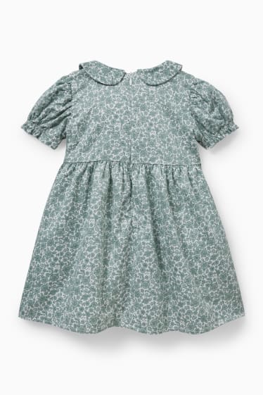 Bébés filles - Robe bébé - à fleurs - vert foncé / blanc