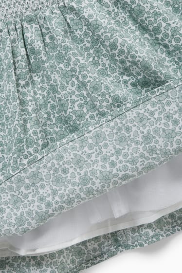 Bébés filles - Robe bébé - à fleurs - vert foncé / blanc