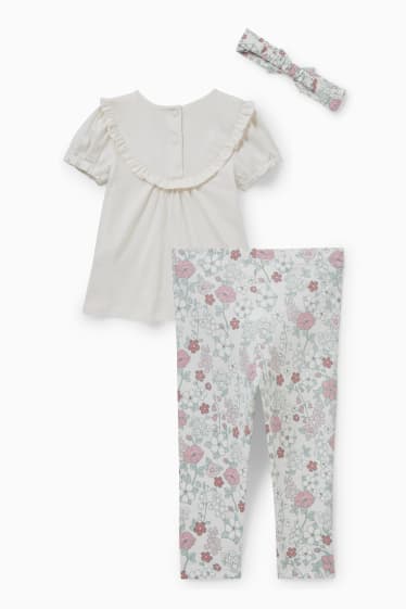 Baby: meisjes - Baby-outfit - 3-delig - crème wit