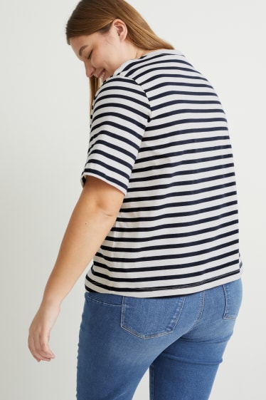 Donna - T-shirt - a righe - blu / crema