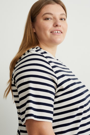 Donna - T-shirt - a righe - blu / crema