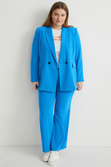 Women - Cloth trousers - mid-rise waist - straight fit - blue