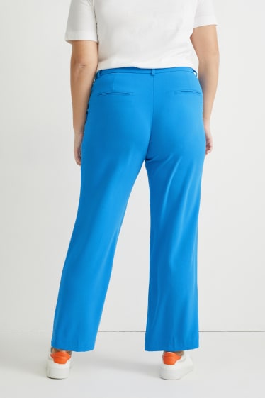 Women - Cloth trousers - mid-rise waist - straight fit - blue