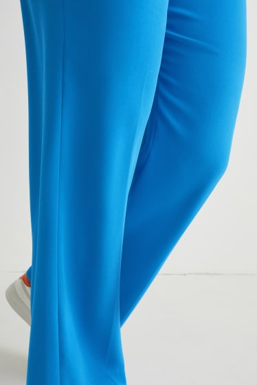 Dámské - Plátěné kalhoty - mid waist - straight fit - modrá