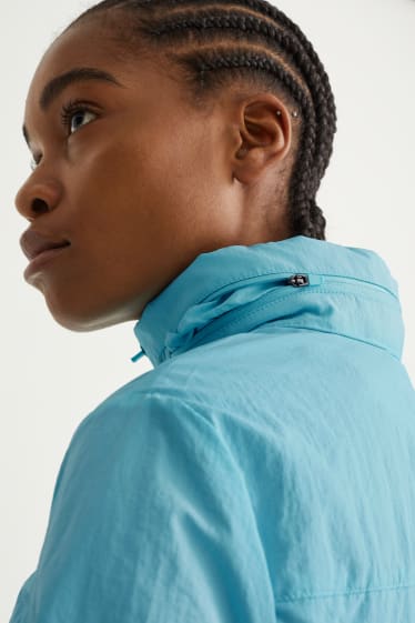 Women - Outdoor jacket with hood - light turquoise