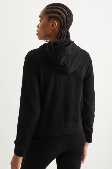 Damen - Basic-Sweatjacke mit Kapuze - schwarz