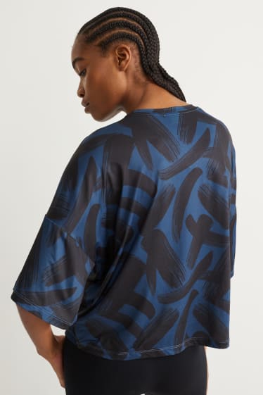 Dames - Sportshirt - 4 Way Stretch - met patroon - donkerblauw