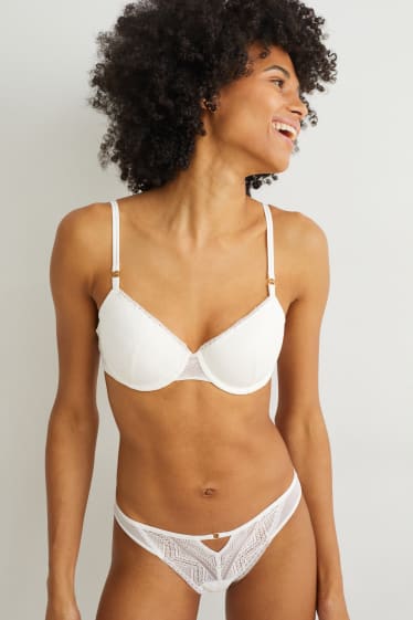 Donna - Reggiseno con ferretti - DEMI - imbottito - bianco crema