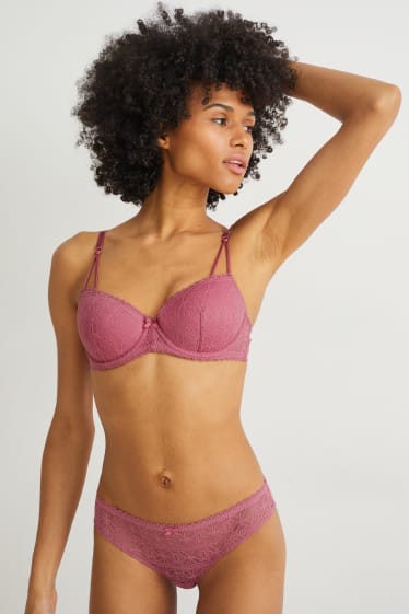 Donna - Reggiseno con ferretti - DEMI - imbottito - LYCRA® - fucsia