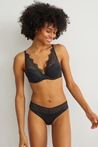 Femmes - Soutien-gorge avec armatures - DEMI - ampliforme - noir