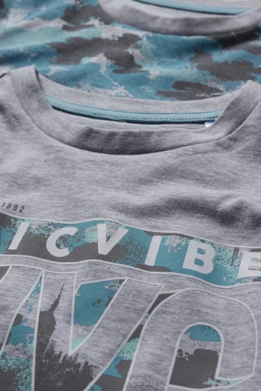 Bambini - Confezione da 2 - pigiama con pantaloni corti - 4 pezzi - grigio