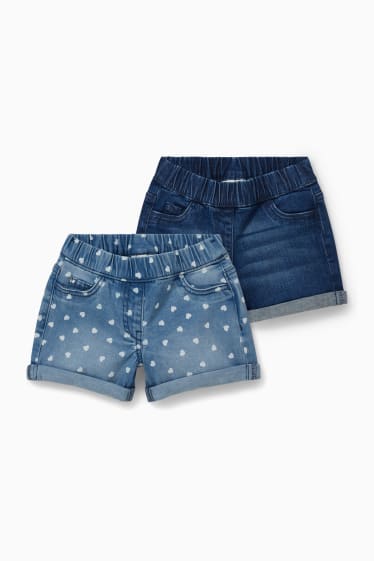 Children Girls - Multipack of 2 - denim shorts - denim-light blue