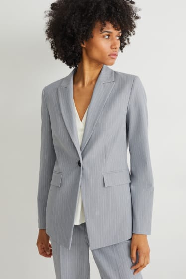 Damen - Business-Blazer - Regular Fit - 4 Way Stretch - hellgrau