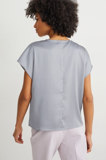 Mujer - Blusa de raso - gris claro