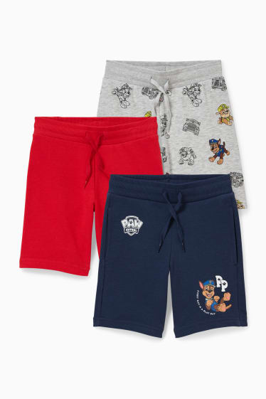 Kinder Buben - Multipack 3er - PAW Patrol - Sweat-Bermudas - hellgrau-melange