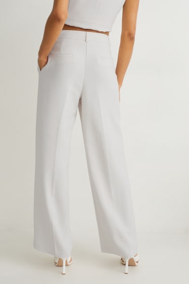 Donna - Pantaloni business - vita alta - gamba ampia  - crema