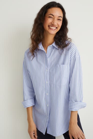 Mujer - Blusa - extragrande - de rayas - azul / blanco