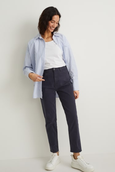 Dona - Pantalons - high waist - regular fit - blau fosc