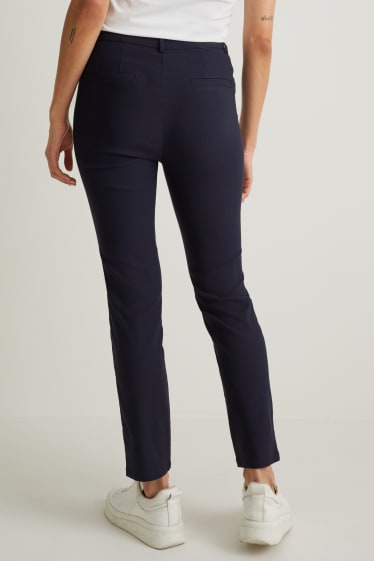 Femmes - Pantalon de toile - mid waist - slim fit - bleu foncé