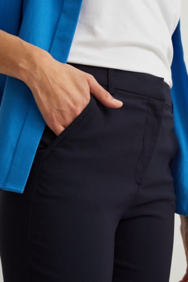 Femmes - Pantalon de toile - mid waist - slim fit - bleu foncé