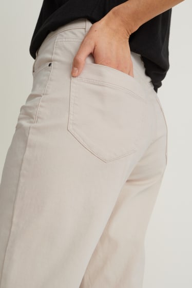 Women - Trousers - high waist - regular fit - creme