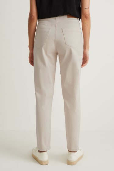 Women - Trousers - high waist - regular fit - creme