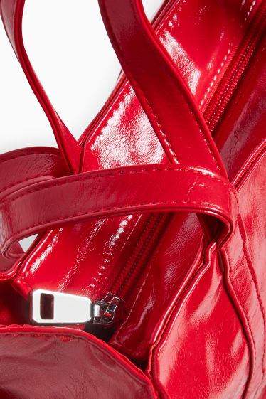 Dámské - Lakovaná kabelka shopper - imitace kůže - červená