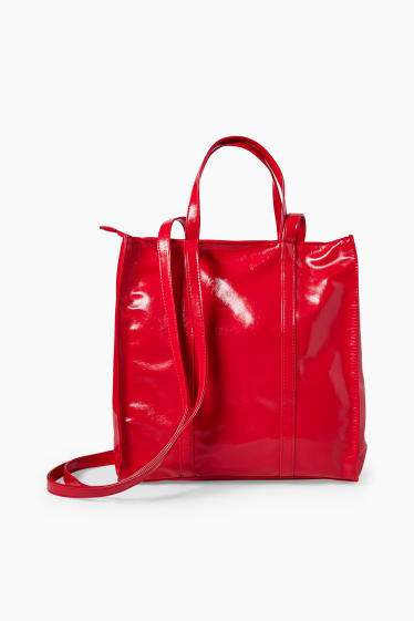 Donna - Shopper di vernice - similpelle - rosso