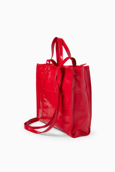 Donna - Shopper di vernice - similpelle - rosso