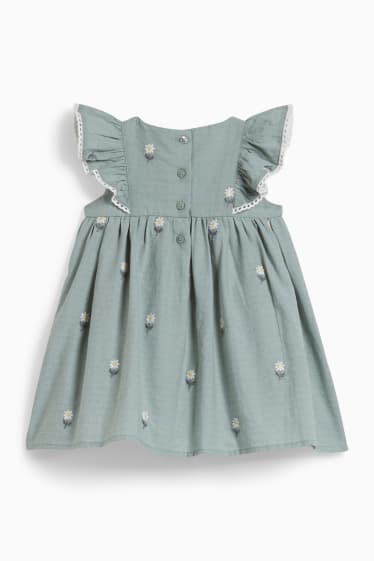 Miminka - Šaty pro miminka - s květinovým vzorem - zelená