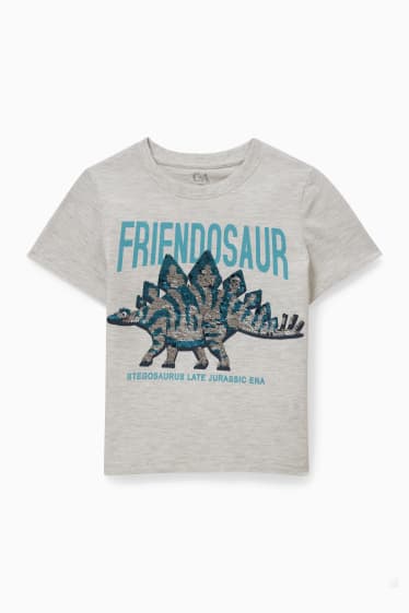Enfants - Dino - T-shirt - gris clair chiné