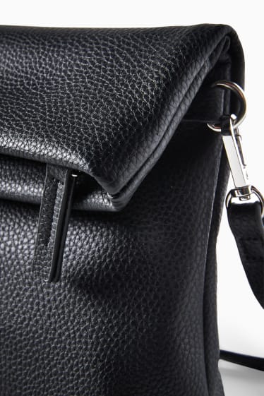 Damen - Clutch mit abnehmbarem Taschengurt - Lederimitat - schwarz