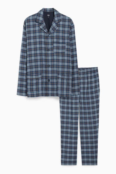 Hommes - Pyjama en flanelle - à carreaux - bleu / gris