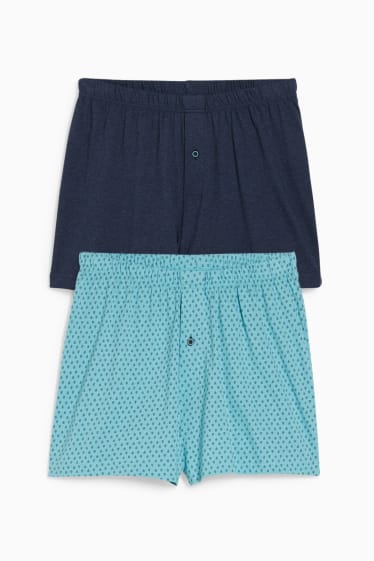 Heren - Set van 2 - boxershorts - jersey - blauw