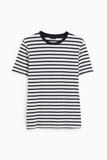 Herren - T-Shirt - gestreift - dunkelblau / weiß