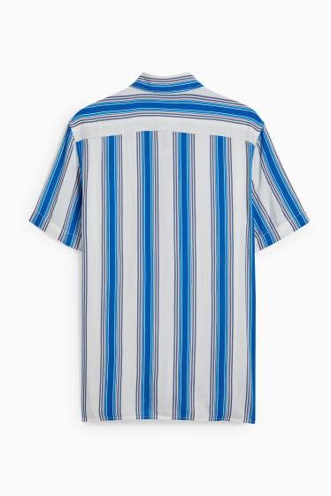 Uomo - Camicia - regular fit - colletto all'italiana - a righe - bianco / azzurro