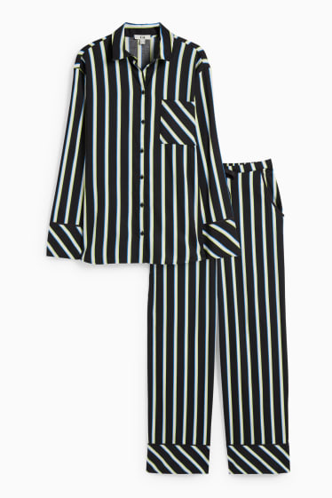 Femmes - Pyjama - à rayures - noir