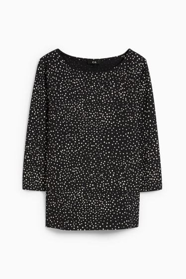 Women - Long sleeve top - polka dot - black