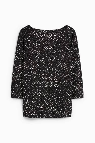 Women - Long sleeve top - polka dot - black