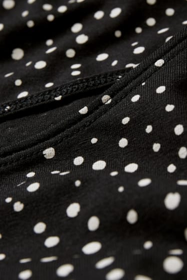 Women - Long sleeve top - polka dot - black