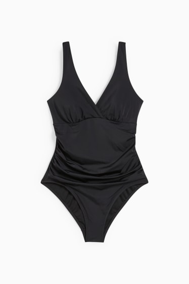 Kobiety - Modelujący strój kąpielowy z marszczeniem - wyściełany - LYCRA® XTRA LIFE™ - czarny