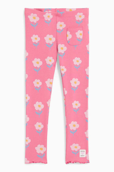 Enfants - Legging - à fleurs - rose