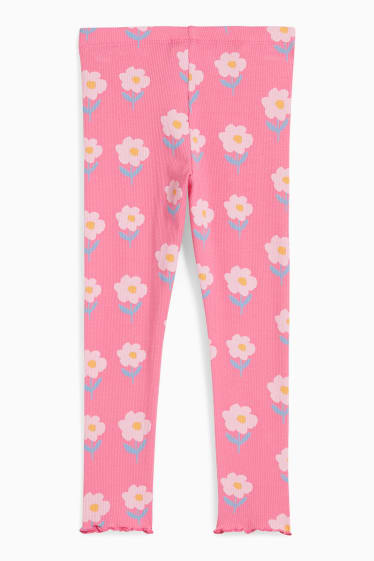 Niños - Leggings - de flores - fucsia