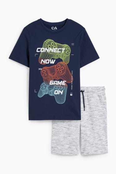 Children - Set - short sleeve T-shirt and sweat shorts - dark blue