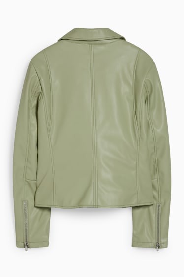 Women - Biker jacket - faux leather - light green
