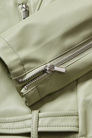 Women - Biker jacket - faux leather - light green