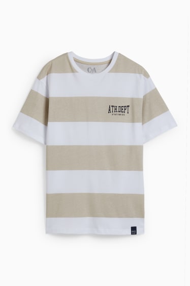 Kinder Jungen - Kurzarmshirt - gestreift - hellbeige